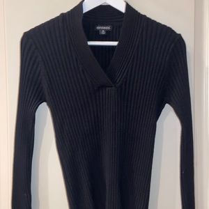 George Black Bodycon V-Neck Sweater Long Sleeve